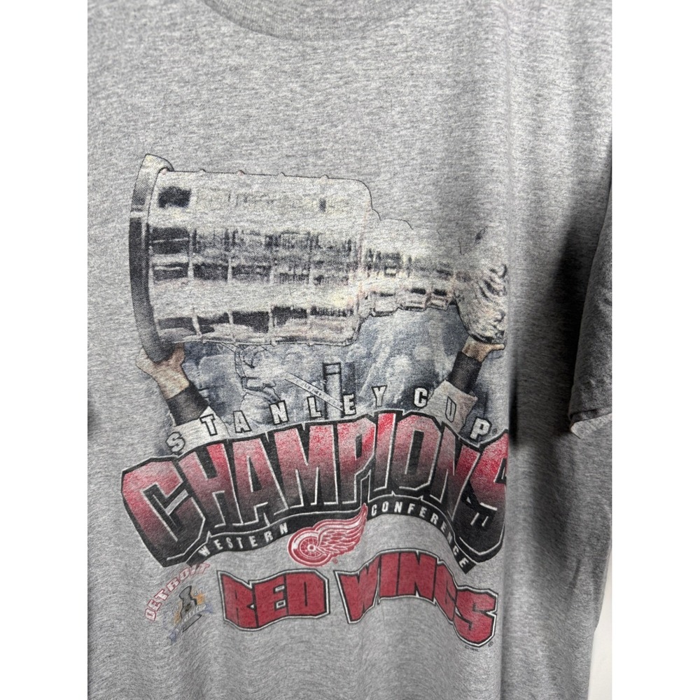 Vintage Lee Sport Detroit Red Wings Stanley‎ Cup Champions T-Shirt Grey Mens L